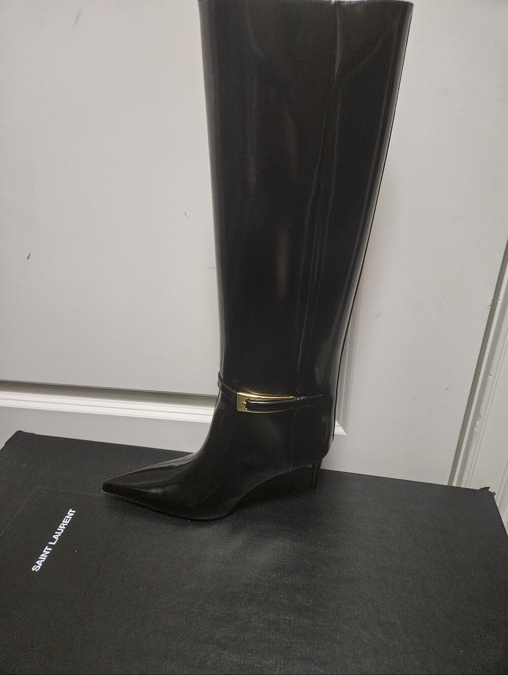 Saint Laurent Lee 70mm Patent Leather Buckle Boot Sz 40 - Picture 2 of 7